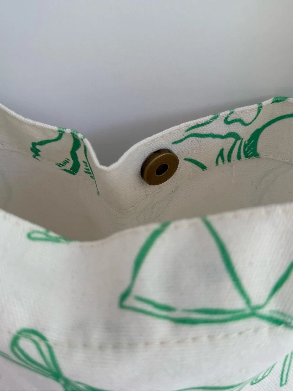 Canvas Beach Tote with Green Tropical Print